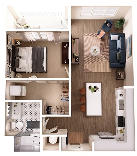 The Crown of Queen City Apartments in Charlotte, North Carolina A1B Floor Plan